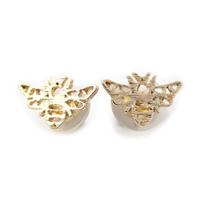 Gold Tone Bee Stud Earrings - Mimmic Fashion Jewelry