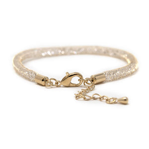 Mesh Clear Crystal Bracelet Gold Tone - Mimmic Fashion Jewelry