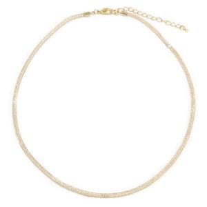 Gold Tone Crystals Mesh Necklace - Mimmic Fashion Jewelry
