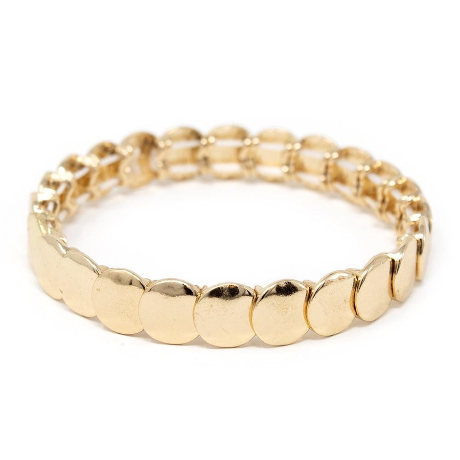 Gold Tone Disc Stretch Bracelet - Mimmic Fashion Jewelry