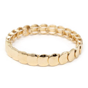 Gold Tone Disc Stretch Bracelet - Mimmic Fashion Jewelry