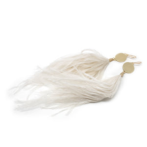Gold Tone Feathers Drop Earrings Ivory - Mimmic Fashion Jewelry