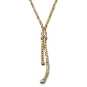 Gold Tone Necklace CZ X Station - Mimmic Fashion Jewelry