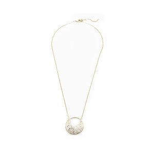 Gold Tone Neck Waves Circle Pendant - Mimmic Fashion Jewelry