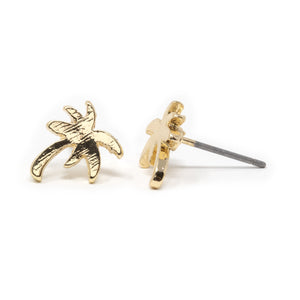 Gold Tone Palm Stud Earrings - Mimmic Fashion Jewelry