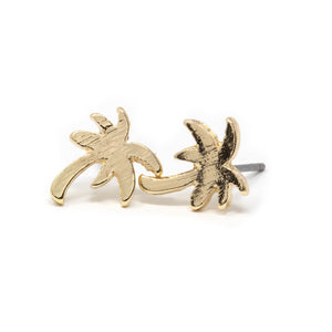 Gold Tone Palm Stud Earrings - Mimmic Fashion Jewelry