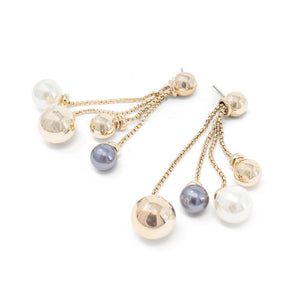 Gold and Pearl Ball Drop Earrings - Mimmic Fashion Jewelry