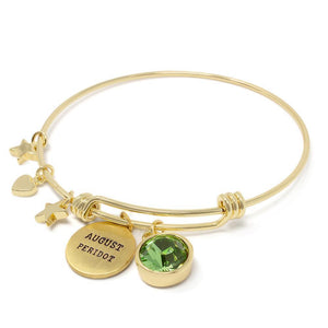 Handmade 20KT GoldPl Crystal Birthstone Br AUG - Mimmic Fashion Jewelry