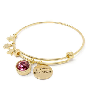 Handmade 20KT GoldPl Crystal Birthstone Br OCT - Mimmic Fashion Jewelry