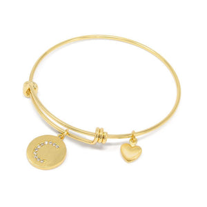 Handmade 20KT GoldPl Crystal Initial Bracelet C - Mimmic Fashion Jewelry