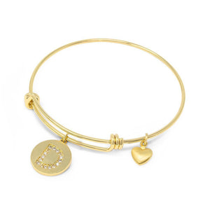 Handmade 20KT GoldPl Crystal Initial Bracelet D - Mimmic Fashion Jewelry
