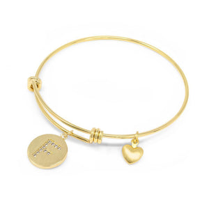 Handmade 20KT GoldPl Crystal Initial Bracelet F - Mimmic Fashion Jewelry