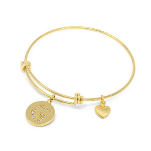 Handmade 20KT GoldPl Crystal Initial Bracelet G - Mimmic Fashion Jewelry