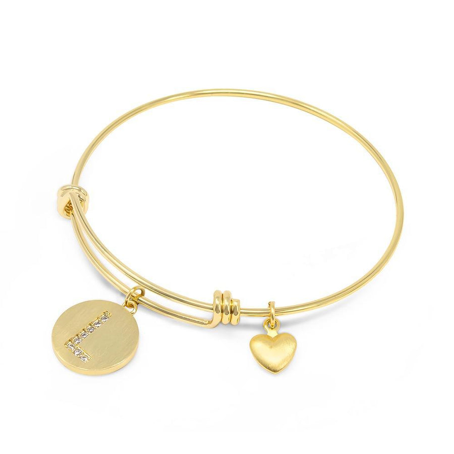 Handmade 20KT GoldPl Crystal Initial Bracelet L - Mimmic Fashion Jewelry