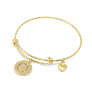 Handmade 20KT GoldPl Crystal Initial Bracelet O - Mimmic Fashion Jewelry