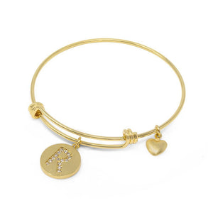 Handmade 20KT GoldPl Crystal Initial Bracelet R - Mimmic Fashion Jewelry