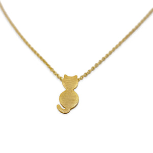 Handmade 20kt Gold Plated Sitting Cat Necklace - Mimmic Fashion Jewelry