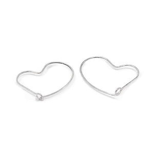 Heart Hoop Earrings 24kt White Gold Dip - Mimmic Fashion Jewelry