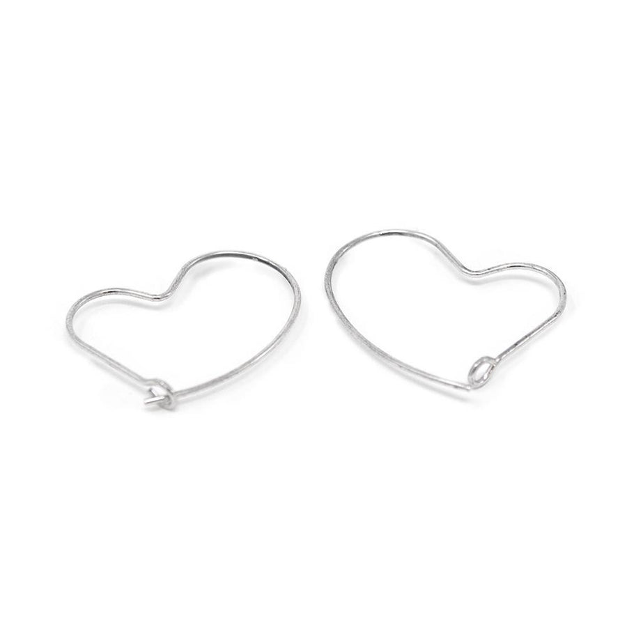 Heart Hoop Earrings 24kt White Gold Dip - Mimmic Fashion Jewelry