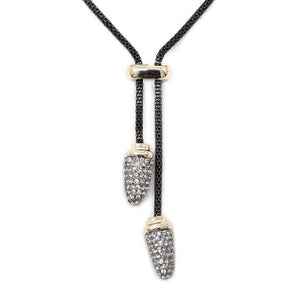 Hematite Two Tone Slide Necklace Cubic Zirconia - Mimmic Fashion Jewelry