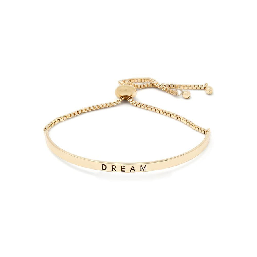 Inspirational Adjustable Bangle-Dream Gold Tone - Mimmic Fashion Jewelry