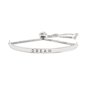 Inspirational Adjustable Bangle-Dream Silver Tone - Mimmic Fashion Jewelry