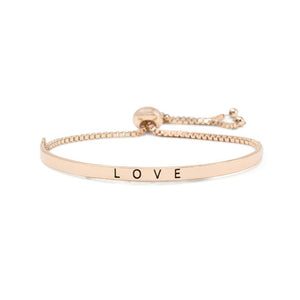 Inspirational Adjustable Bangle-Love Rose Gold Tone - Mimmic Fashion Jewelry