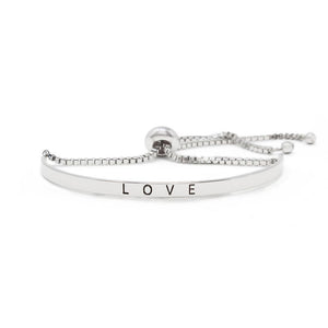 Inspirational Adjustable Bangle-Love Silver Tone - Mimmic Fashion Jewelry