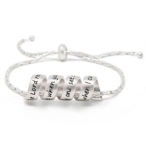 Inspirational Adjustable Bracelet - Footprint Silver Tone - Mimmic Fashion Jewelry