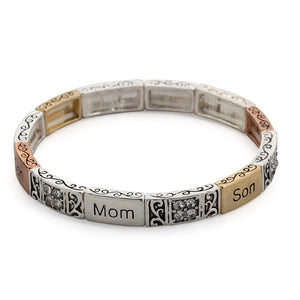 Inspirational Bracelet Stretch Mom and Son 3Tone - Mimmic Fashion Jewelry