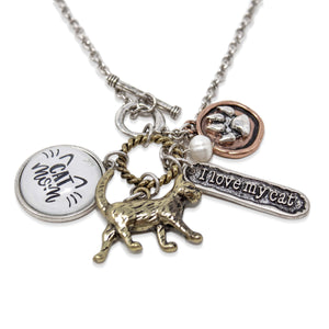 Inspirational Cat-Mom Necklace Three Tone - Mimmic Fashion Jewelry