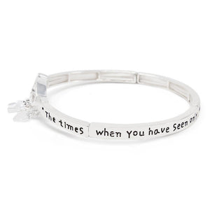 Inspirational Stretch Bracelet - Footprint Silver Tone - Mimmic Fashion Jewelry