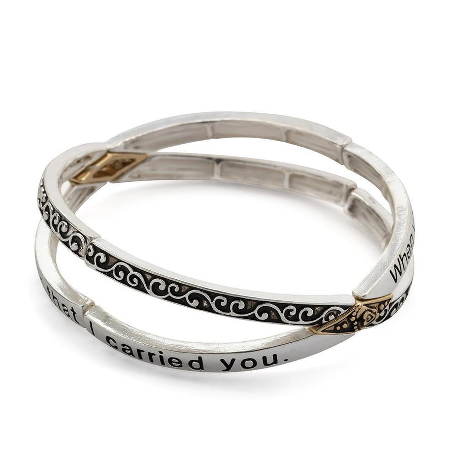 Inspirational Stretch Bracelet Footprints 2Tone - Mimmic Fashion Jewelry