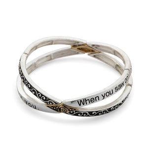 Inspirational Stretch Bracelet Footprints 2Tone - Mimmic Fashion Jewelry