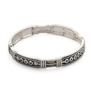 Inspirational Stretch Bracelet Mom Daughter Antique Silver - Mimmic Fashion Jewelry