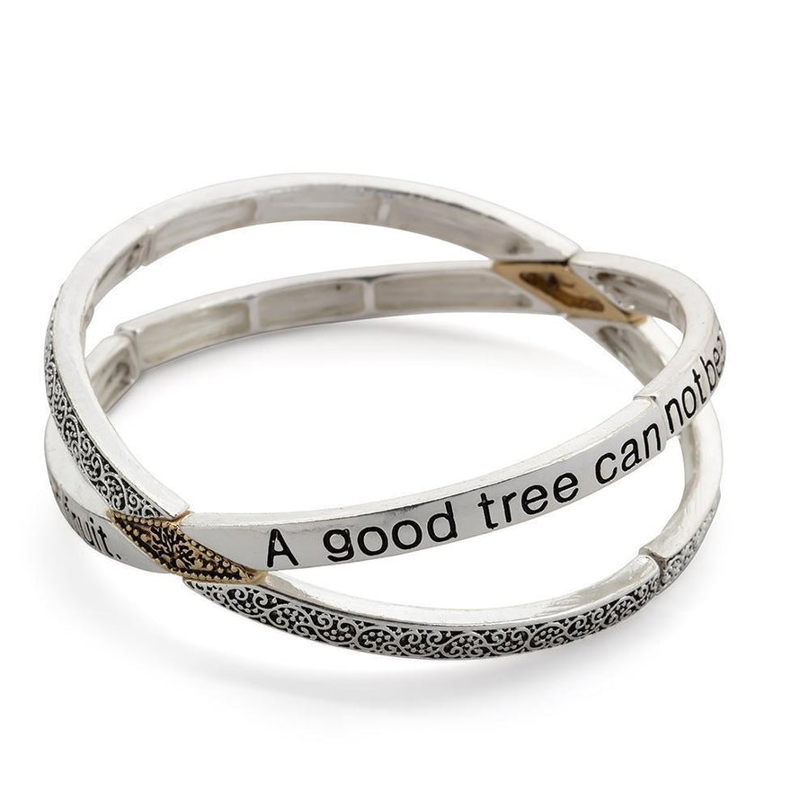 Inspirational Stretch Bracelet Tree of Live 2Tone - Mimmic Fashion Jewelry