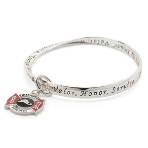 Inspirational Twisted Bangle Firefighter - Mimmic Fashion Jewelry