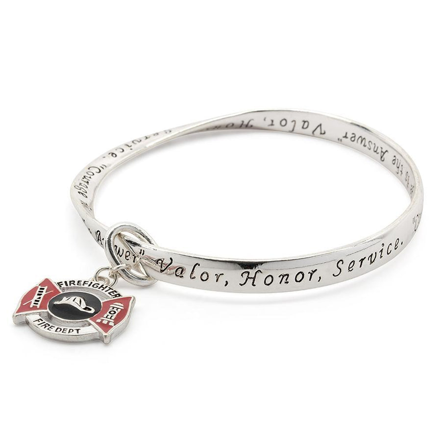 Inspirational Twisted Bangle Firefighter - Mimmic Fashion Jewelry