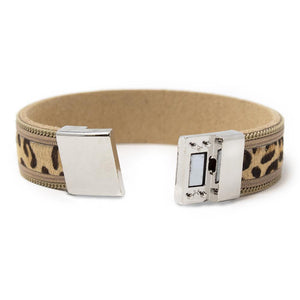 Ivory Animal Print Leather Bracelet - Mimmic Fashion Jewelry