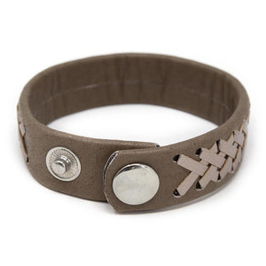 Knitted Leather Bracelet Brown - Mimmic Fashion Jewelry