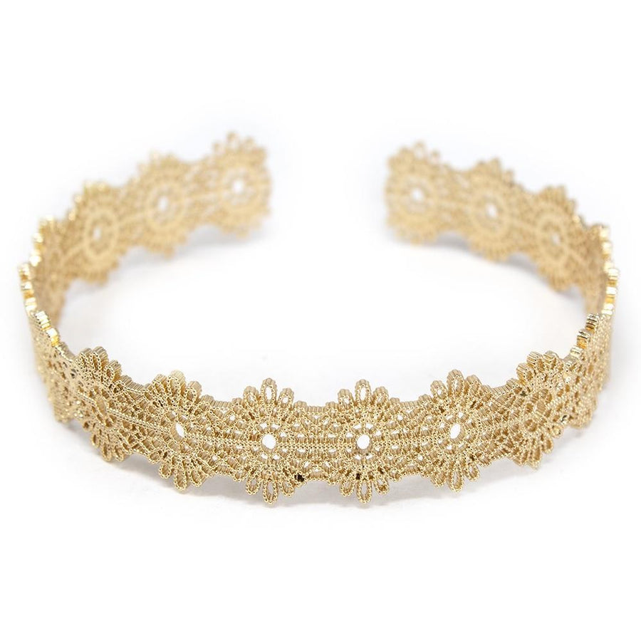 Lace Design Cuff Bracelet Gold Tone - Mimmic Fashion Jewelry