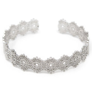 Lace Design Cuff Bracelet Rhodium Plated - Mimmic Fashion Jewelry