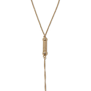 Lariat Necklace with Metal Bar Drop Gold Plated - Mimmic Fashion Jewelry