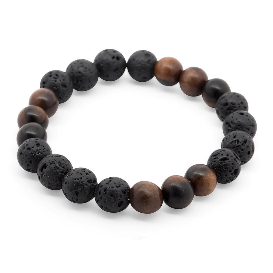 Lava Rock Diffuser Bracelet with Wood Mxxx - Mimmic Fashion Jewelry