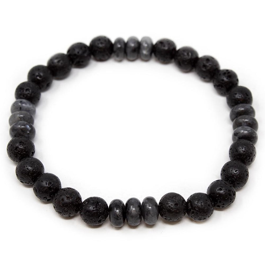 Lava Rock/Larvikite Men's Diffuser Bracelet - Mimmic Fashion Jewelry