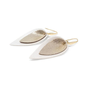 Leaf Leather Earrings Gold/Ivory - Mimmic Fashion Jewelry