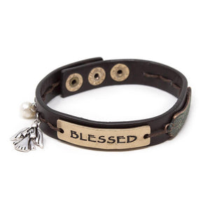 Leather Blessed Bracelet Three Tone Brown - Mimmic Fashion Jewelry