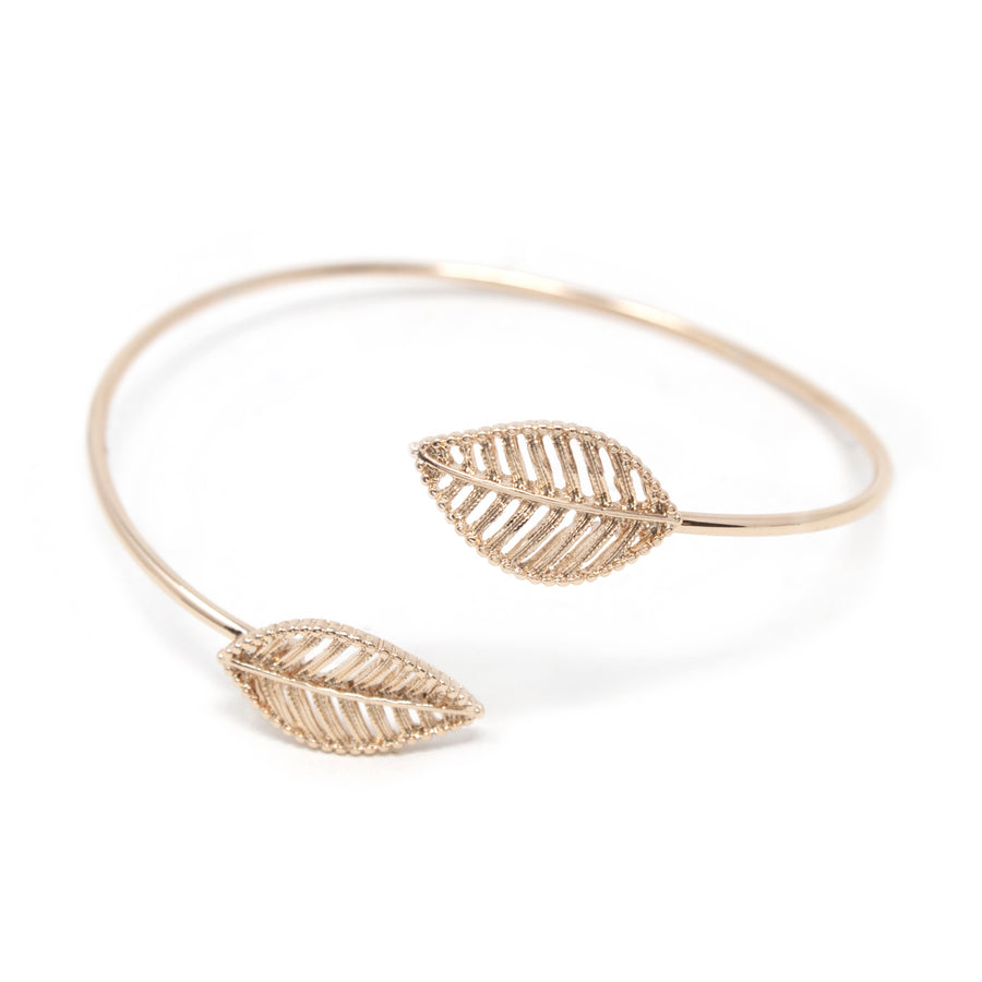 Leaves Bangle Bracelet Rose Gold Tone - Mimmic Fashion Jewelry