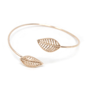 Leaves Bangle Bracelet Rose Gold Tone - Mimmic Fashion Jewelry