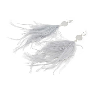 SilverT Feathers Drop Earrings LGrey - Mimmic Fashion Jewelry